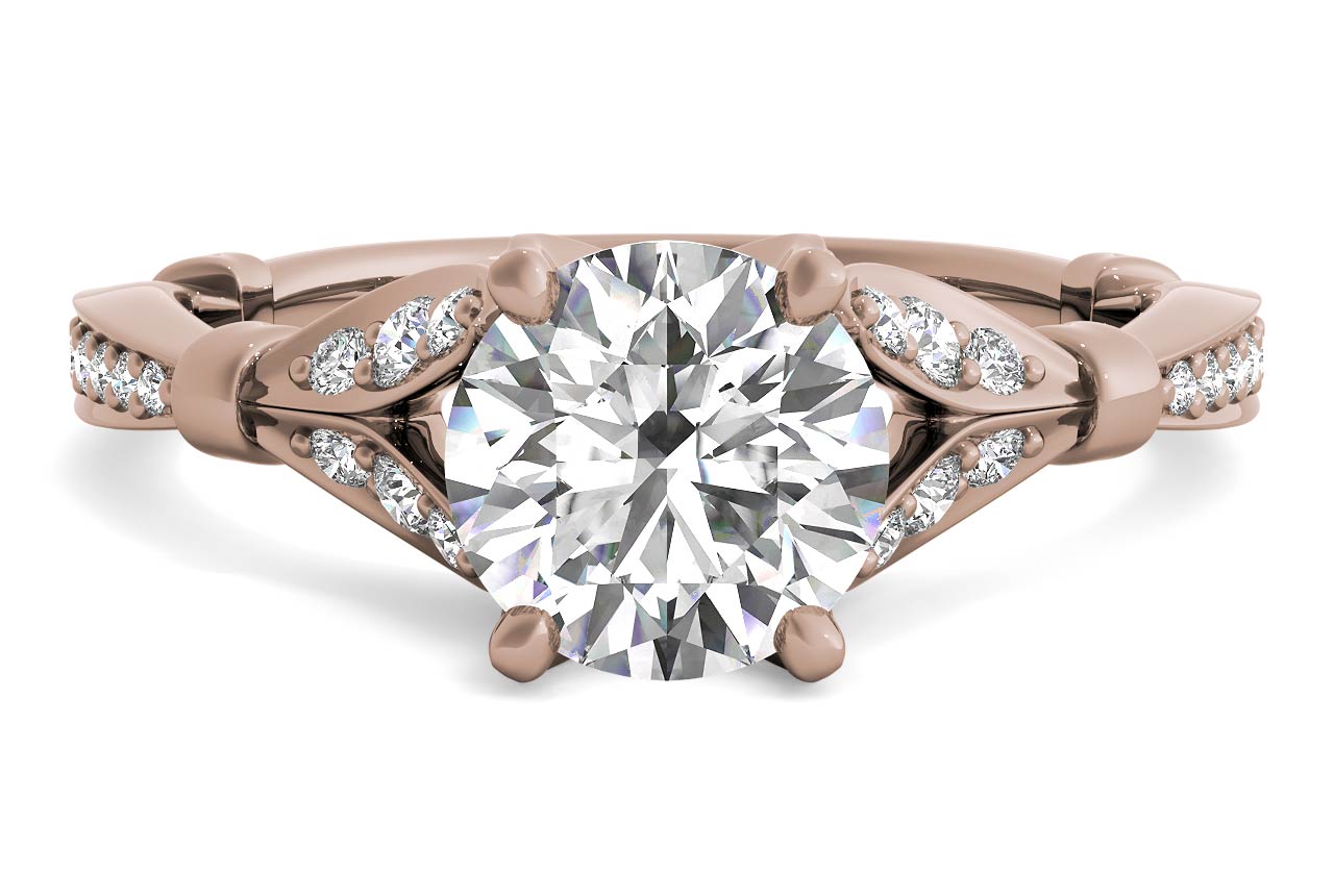 Geraldine Round Cut Lab Grown Diamond 18Kt Rose Gold Engagement Ring