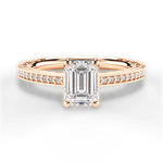 Donna Emerald Cut Lab Grown Diamond 18Kt Rose Gold Engagement Ring