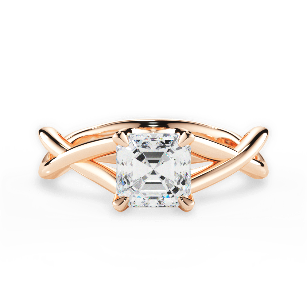 Aubrey Asscher Cut Lab Grown Diamond 18Kt Rose Gold Engagement Ring