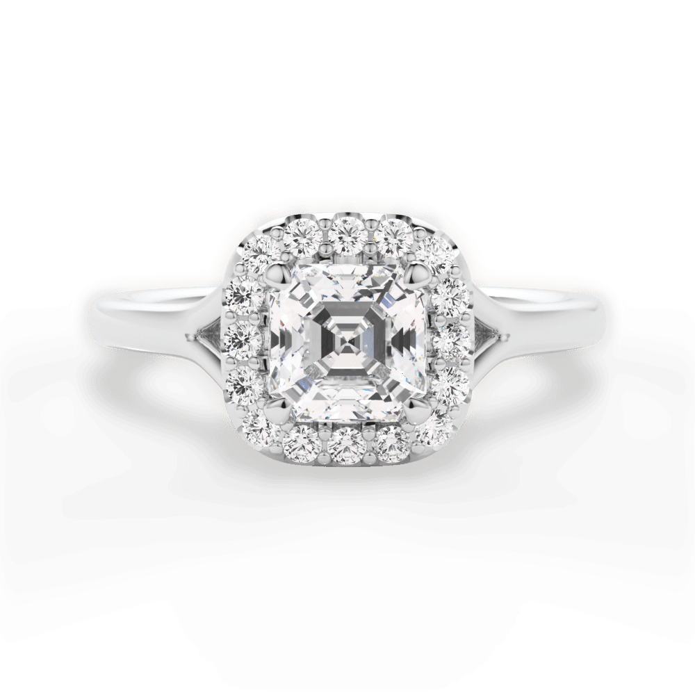 Geneva Asscher Cut Lab Grown Diamond 14Kt White Gold Engagement Ring