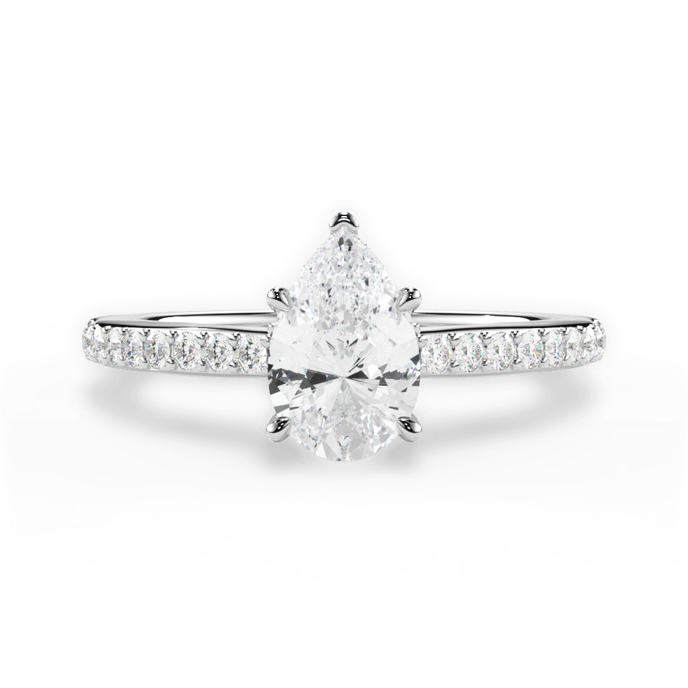 Joan Pear Cut Lab Grown Diamond 14Kt White Gold Engagement Ring