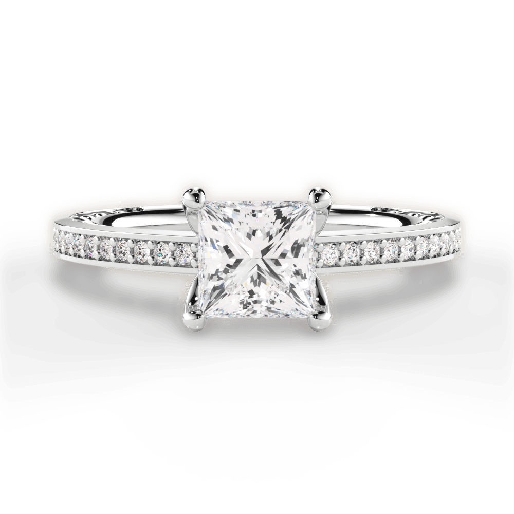 Donna Princess Cut Lab Grown Diamond Platinum Engagement Ring