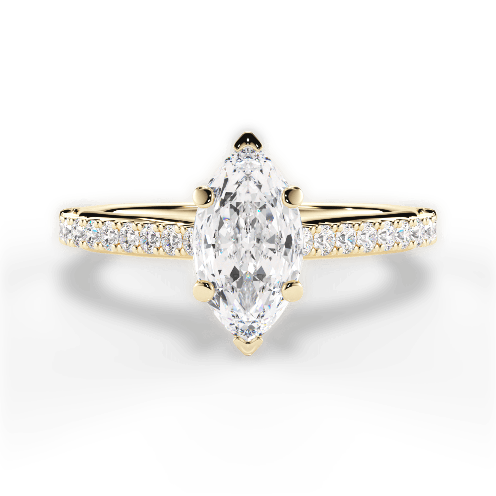 Frances Marquise Cut Lab Grown Diamond 18Kt Yellow Gold Engagement Ring