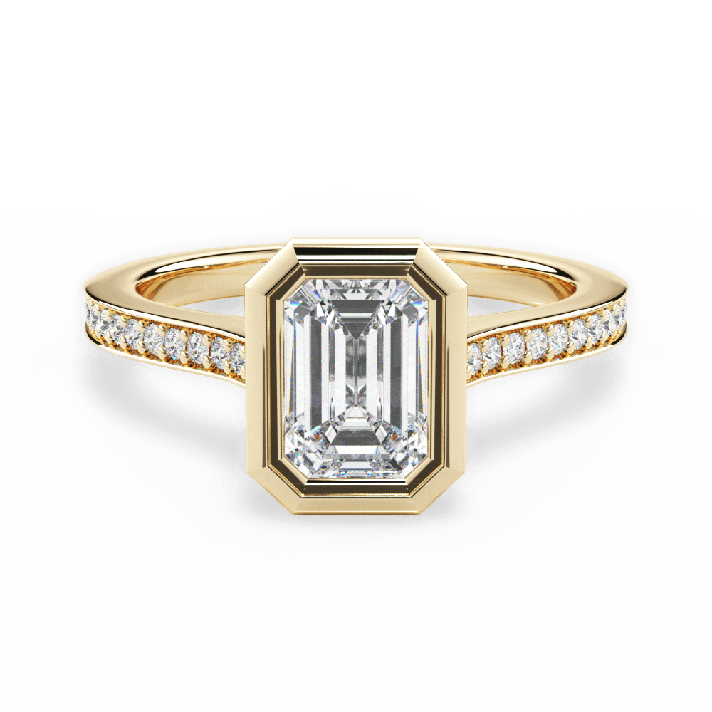 Deanna Emerald Cut Lab Grown Diamond 18Kt Yellow Gold Engagement Ring