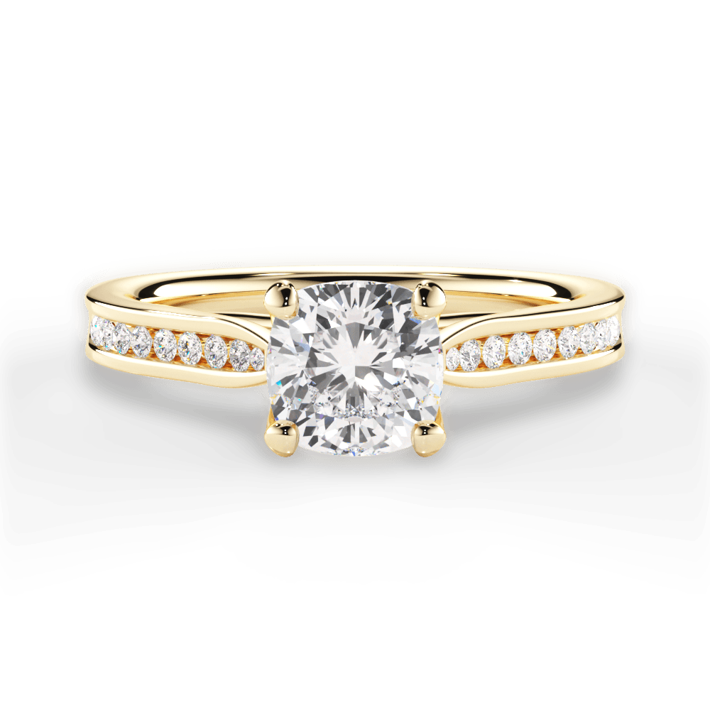 Elena Cushion Cut Lab Grown Diamond 18Kt Yellow Gold Engagement Ring