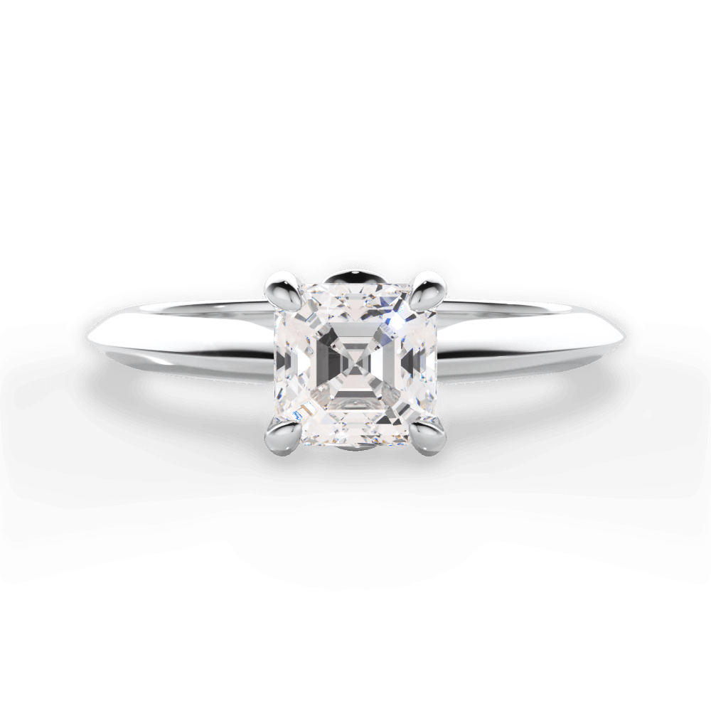 Amanda Asscher Cut Lab Grown Diamond 18Kt White Gold Engagement Ring
