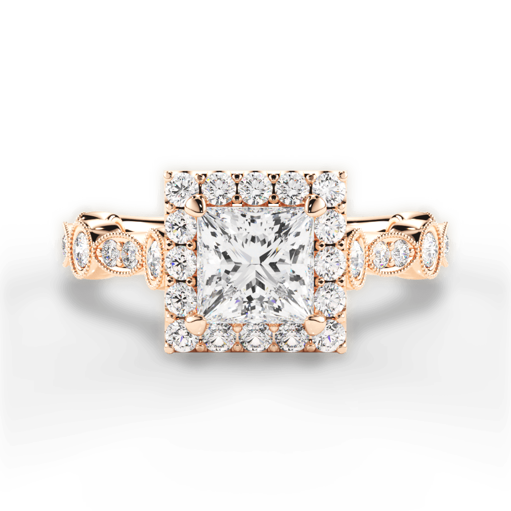 Irene Princess Cut Lab Grown Diamond 18Kt Rose Gold Engagement Ring