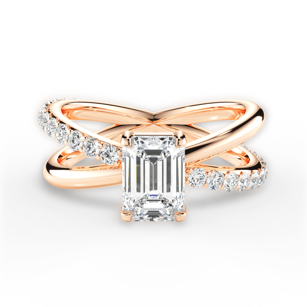 Jennifer Emerald Cut Lab Grown Diamond 18Kt Rose Gold Engagement Ring