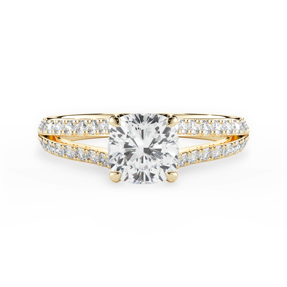 Kendra Cushion Cut Lab Grown Diamond 18Kt Yellow Gold Engagement Ring