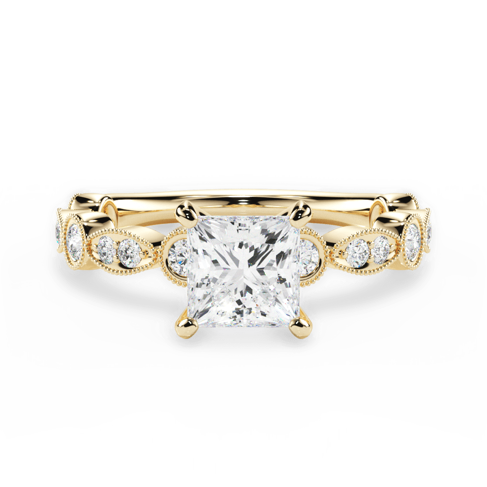 Edith Princess Cut Lab Grown Diamond 18Kt Yellow Gold Engagement Ring