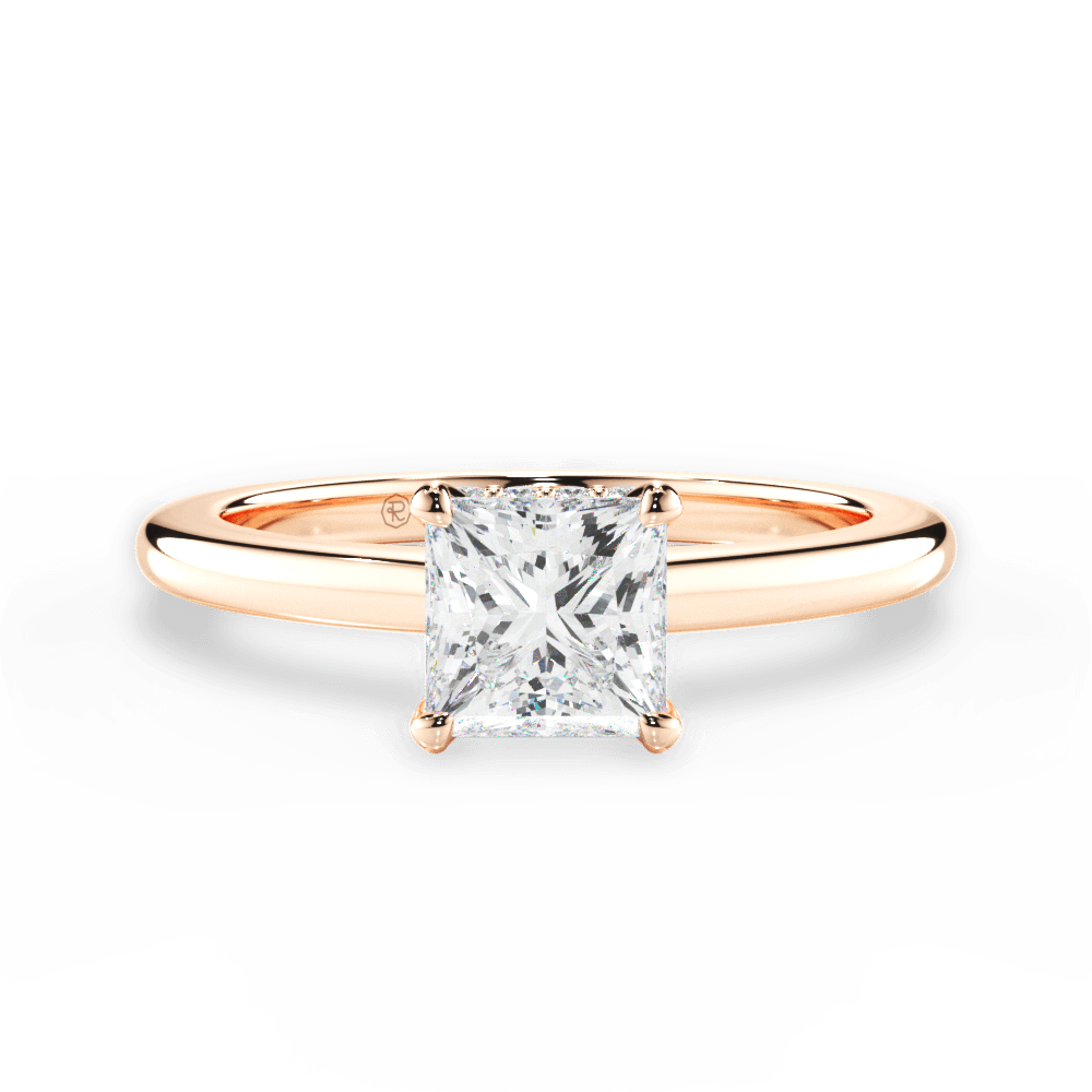 Brianna Princess Cut Lab Grown Diamond 18Kt Rose Gold Engagement Ring