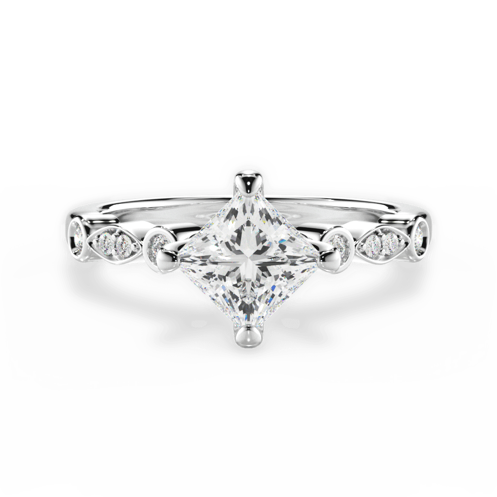 Catherine Princess Cut Lab Grown Diamond 18Kt White Gold Engagement Ring