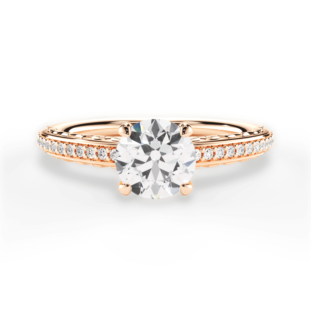 Caroline Round Cut Lab Grown Diamond 18Kt Rose Gold Engagement Ring