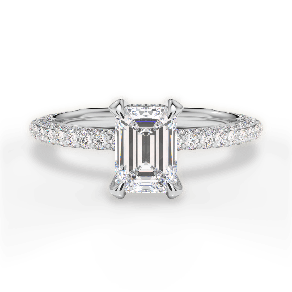 Madeline Emerald Cut Lab Grown Diamond Platinum Engagement Ring