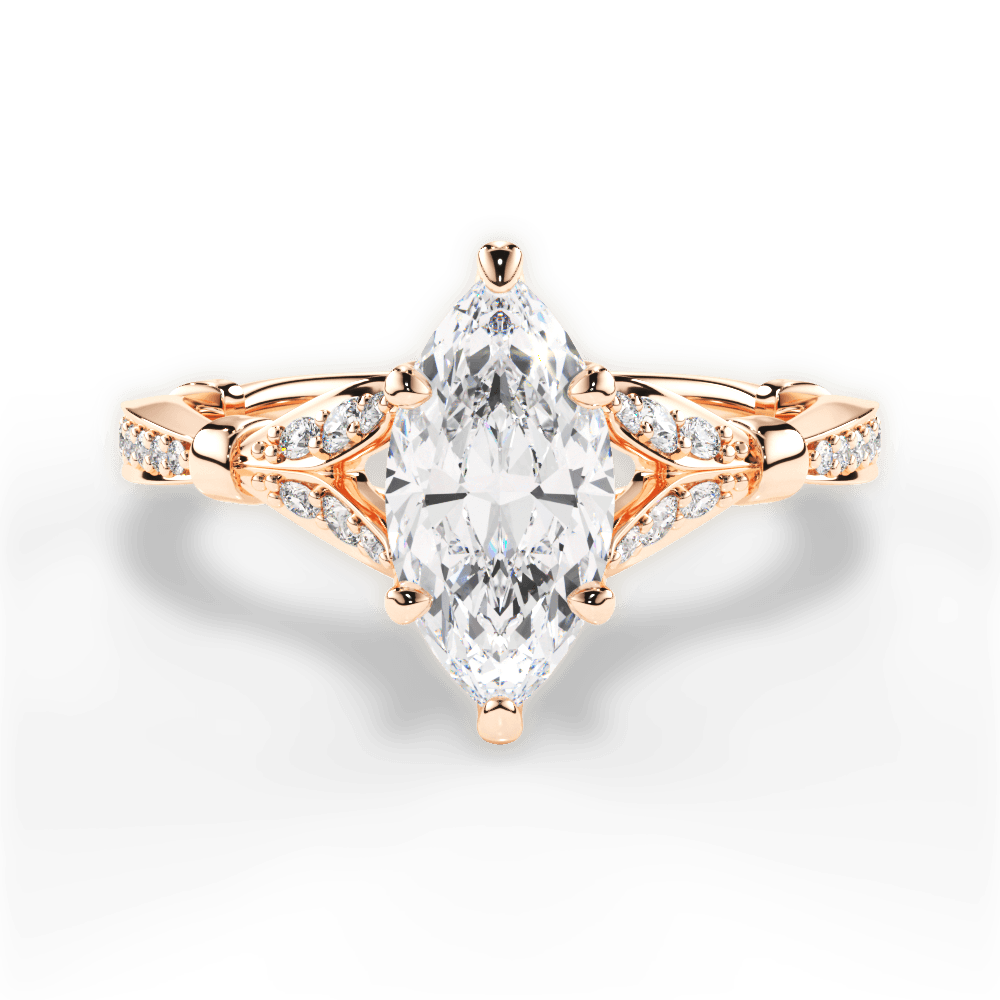 Geraldine Marquise Cut Lab Grown Diamond 18Kt Rose Gold Engagement Ring