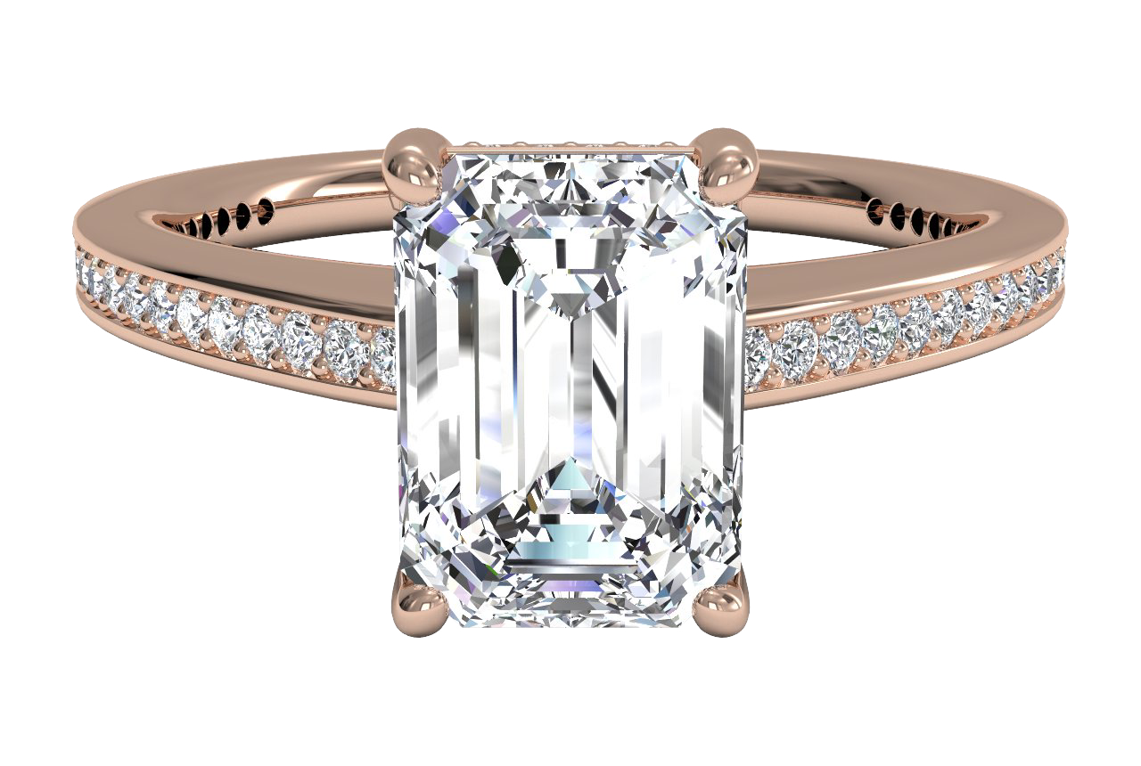 Judith Emerald Cut Lab Grown Diamond 18Kt Rose Gold Engagement Ring