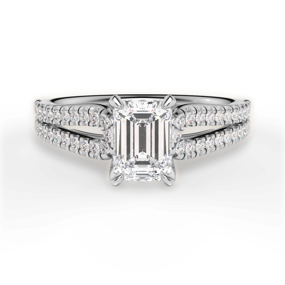 Jessica Emerald Cut Lab Grown Diamond Platinum Engagement Ring