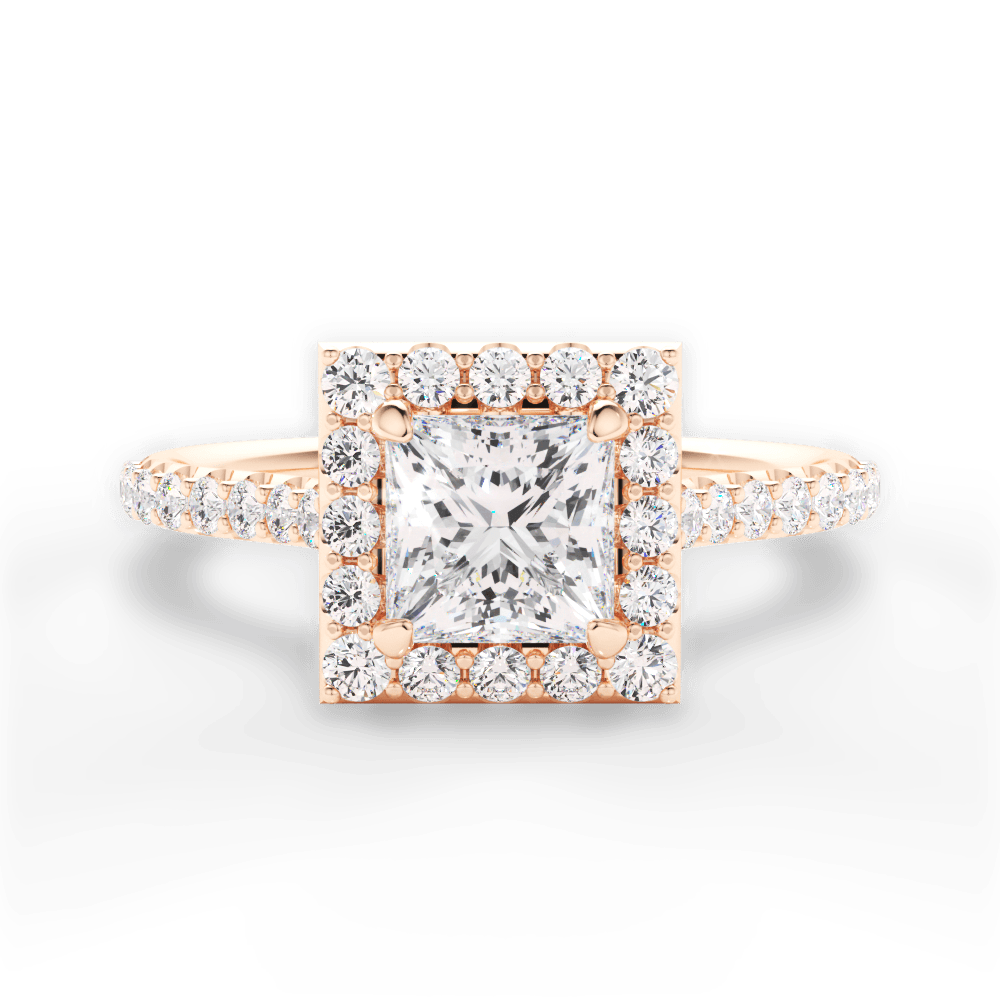 Leah Princess Cut Lab Grown Diamond 18Kt Rose Gold Engagement Ring