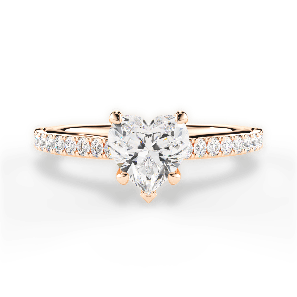 Frances Heart Cut Lab Grown Diamond 18Kt Rose Gold Engagement Ring