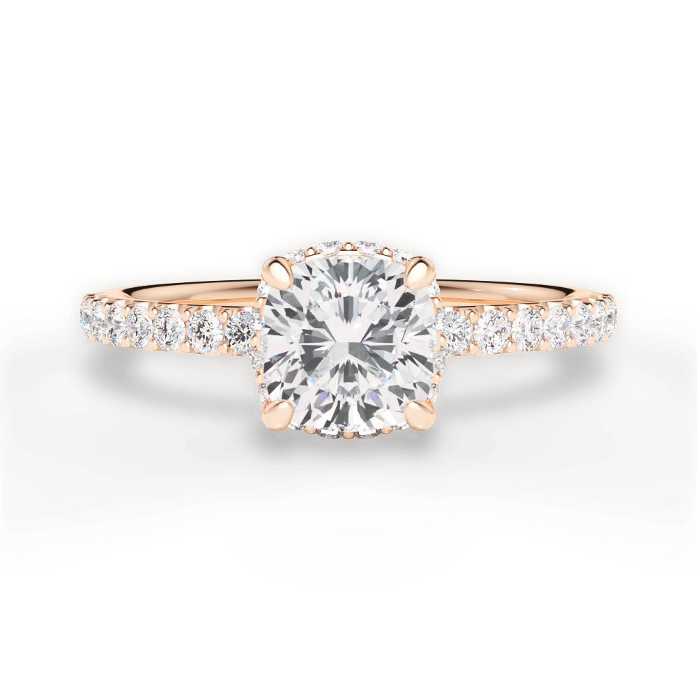 Isabella Cushion Cut Lab Grown Diamond 18Kt Rose Gold Engagement Ring