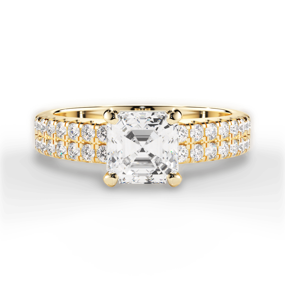 Kayla Asscher Cut Lab Grown Diamond 18Kt Yellow Gold Engagement Ring