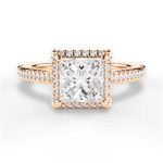Jenny Princess Cut Lab Grown Diamond 18Kt Rose Gold Engagement Ring