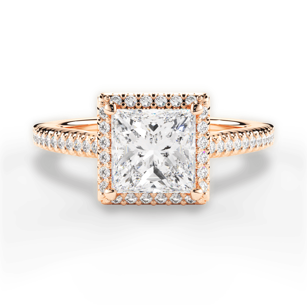 Jenny Princess Cut Lab Grown Diamond 18Kt Rose Gold Engagement Ring