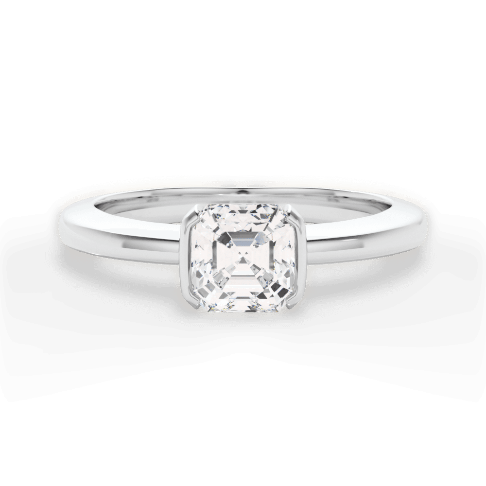 Bridget Asscher Cut Lab Grown Diamond 18Kt White Gold Engagement Ring