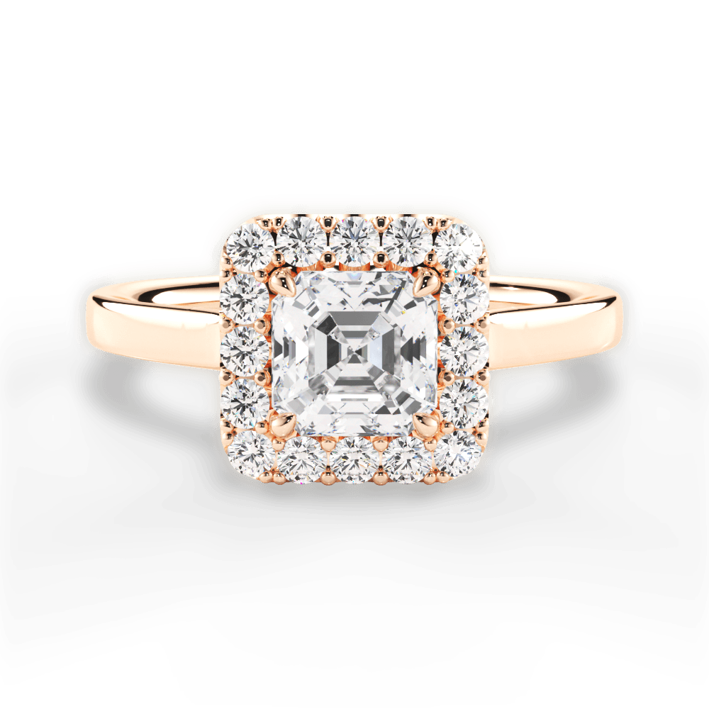 Fiona Asscher Cut Lab Grown Diamond 18Kt Rose Gold Engagement Ring