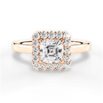 Fiona Asscher Cut Lab Grown Diamond 18Kt Rose Gold Engagement Ring