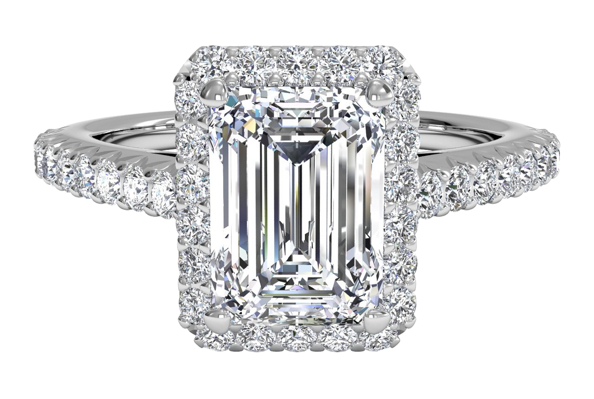 Kathleen Emerald Cut Lab Grown Diamond 18Kt White Gold Engagement Ring