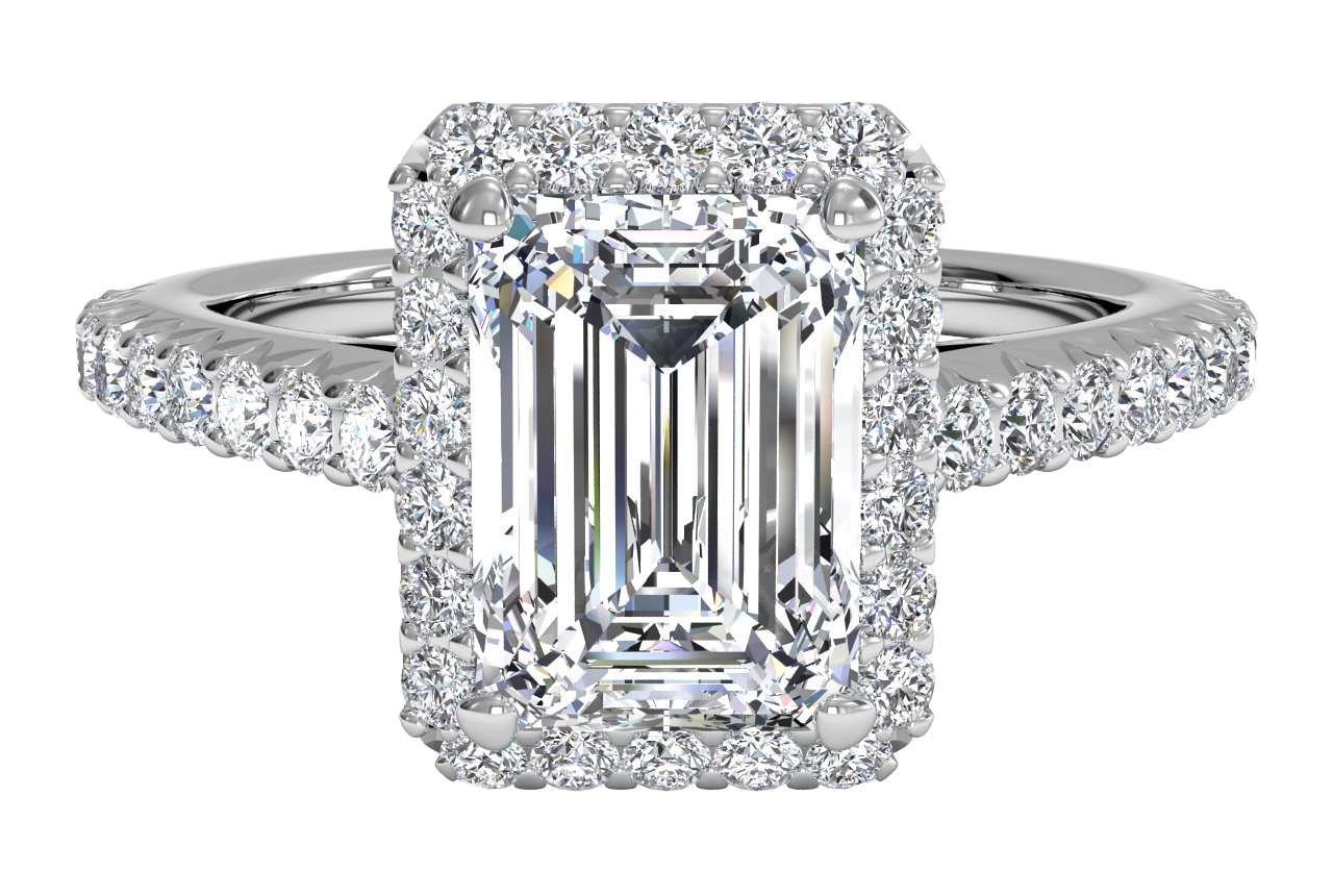 Kathleen Emerald Cut Lab Grown Diamond 18Kt White Gold Engagement Ring