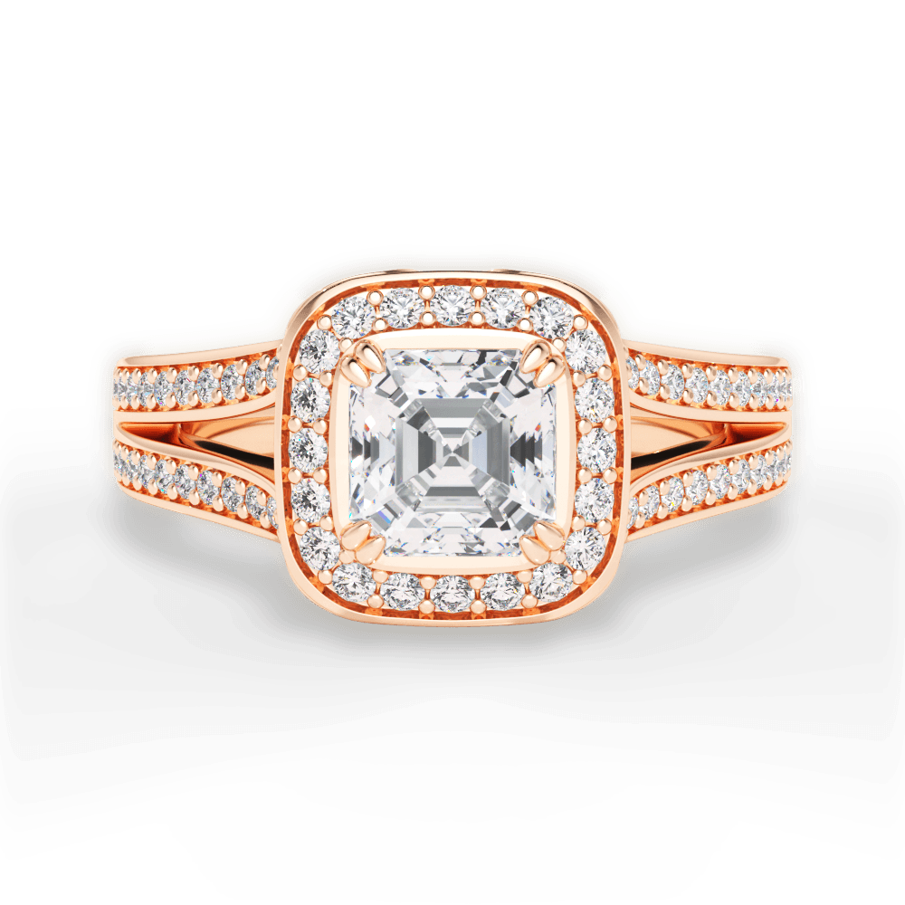 Mackenzie Asscher Cut Lab Grown Diamond 18Kt Rose Gold Engagement Ring