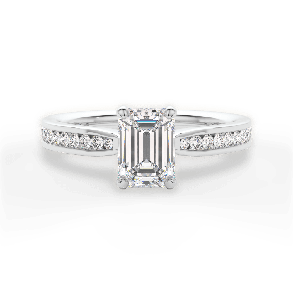 Katelyn Emerald Cut Lab Grown Diamond 18Kt White Gold Engagement Ring