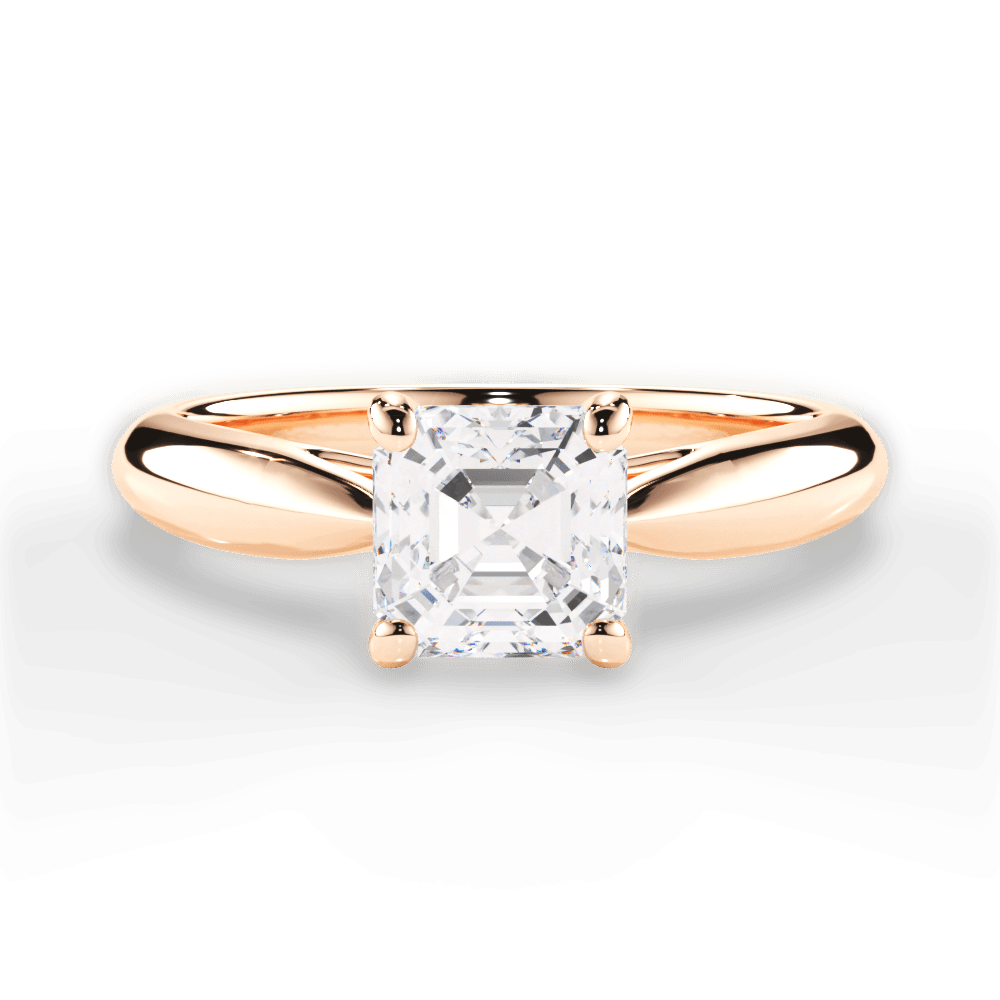 Colleen Asscher Cut Lab Grown Diamond 18Kt Rose Gold Engagement Ring