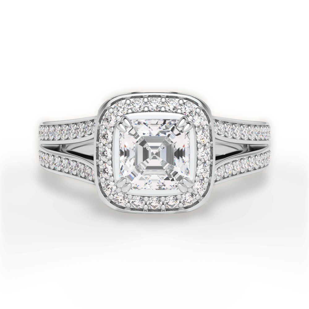 Mackenzie Asscher Cut Lab Grown Diamond Platinum Engagement Ring