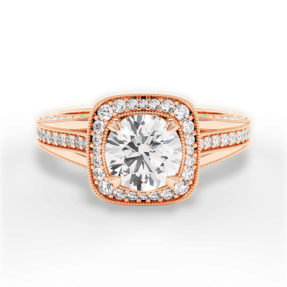 Lillian Round Cut Lab Grown Diamond 18Kt Rose Gold Engagement Ring