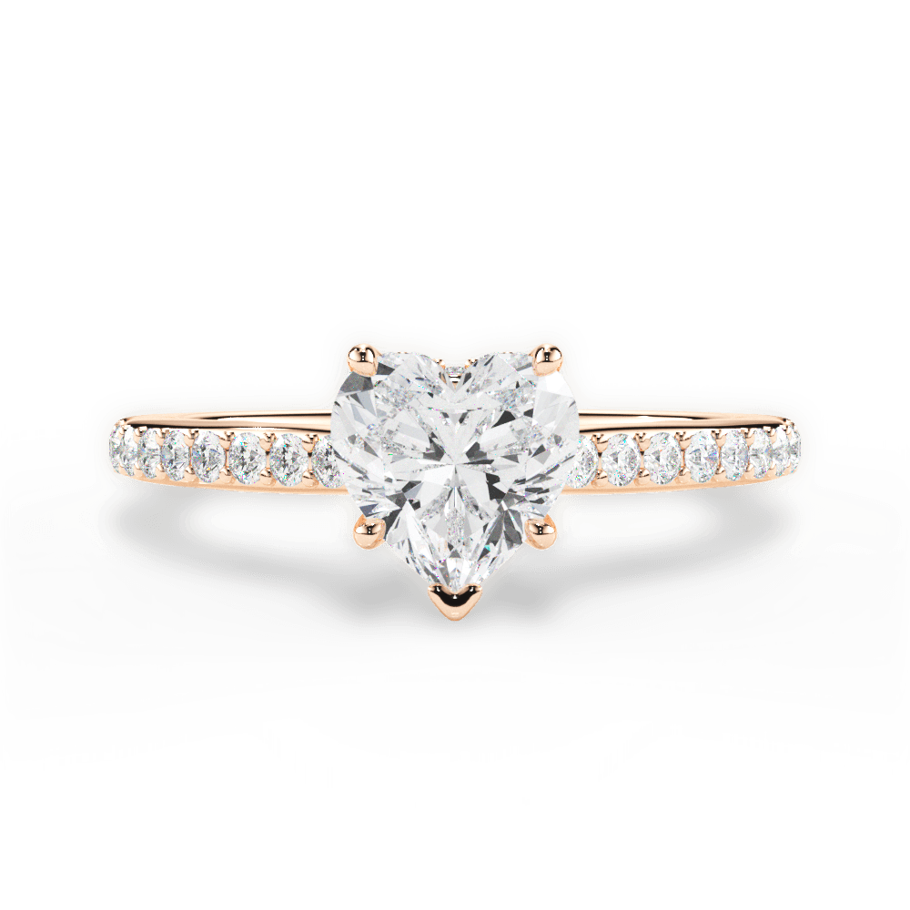 Joan Heart Cut Lab Grown Diamond 18Kt Rose Gold Engagement Ring