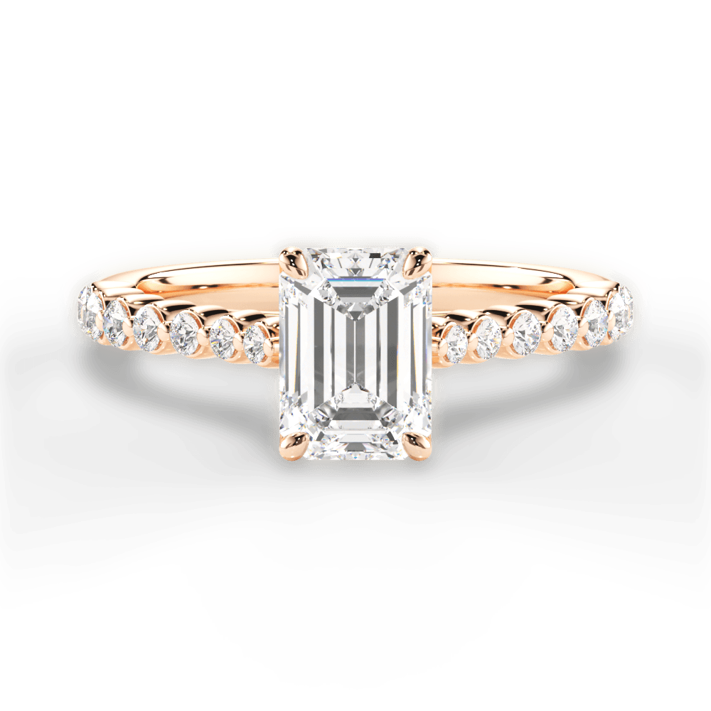 Dana Emerald Cut Lab Grown Diamond 18Kt Rose Gold Engagement Ring