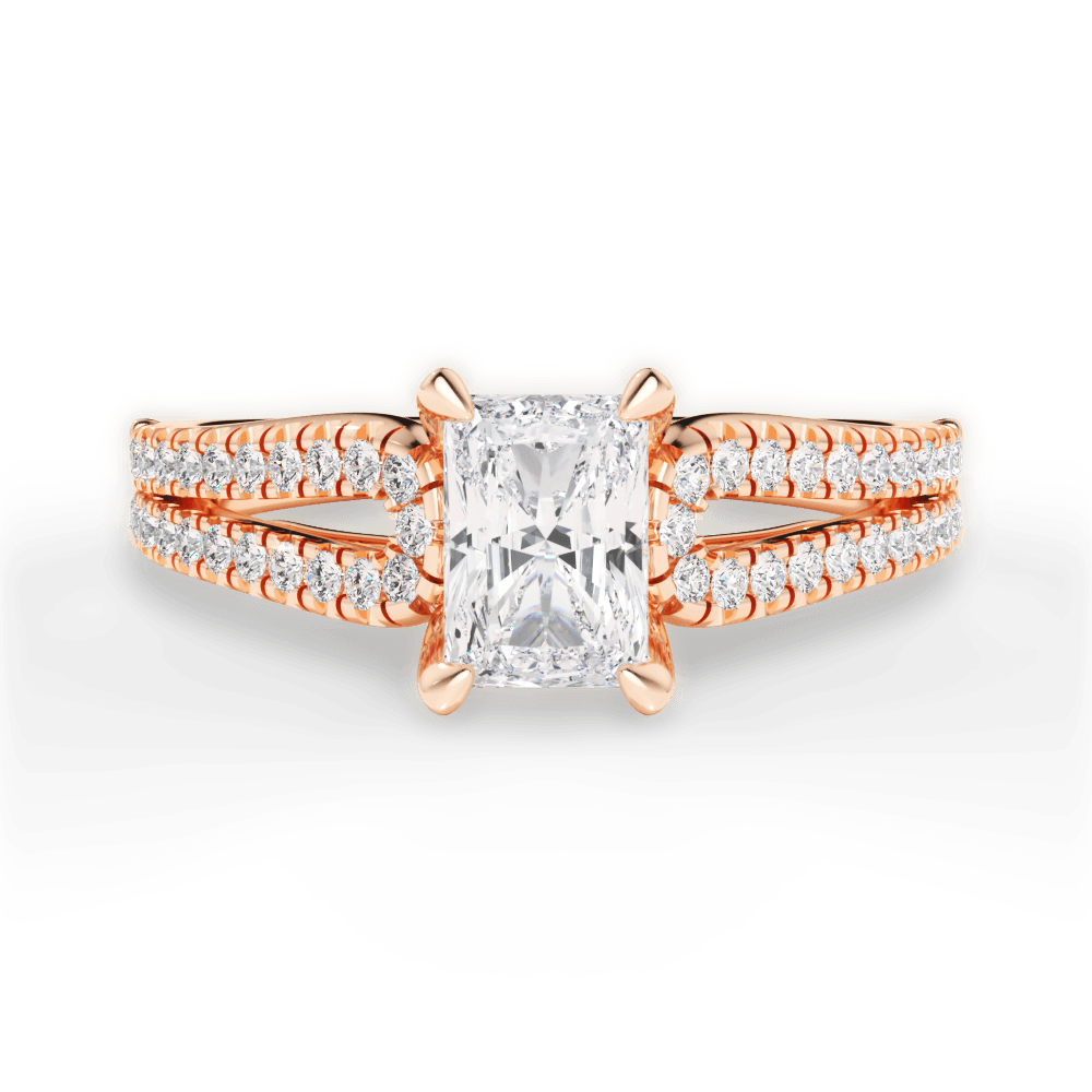 Jessica Radiant Cut Lab Grown Diamond 18Kt Rose Gold Engagement Ring
