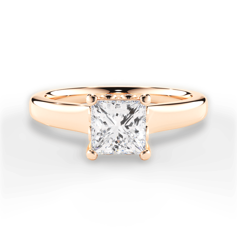 Carol Princess Cut Lab Grown Diamond 18Kt Rose Gold Engagement Ring
