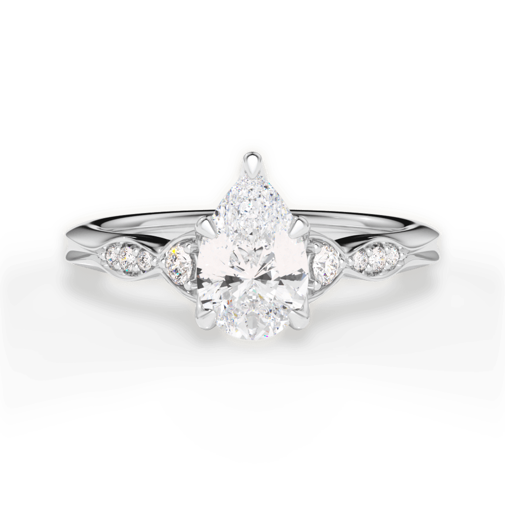 Cassie Pear Cut Lab Grown Diamond 18Kt White Gold Engagement Ring