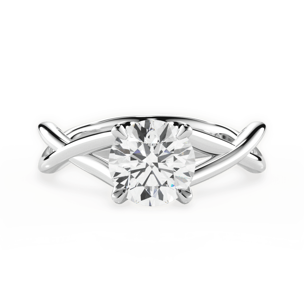 Aubrey Round Cut Lab Grown Diamond 18Kt White Gold Engagement Ring