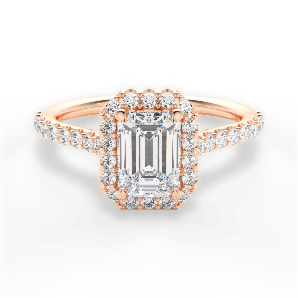 Leah Emerald Cut Lab Grown Diamond 18Kt Rose Gold Engagement Ring