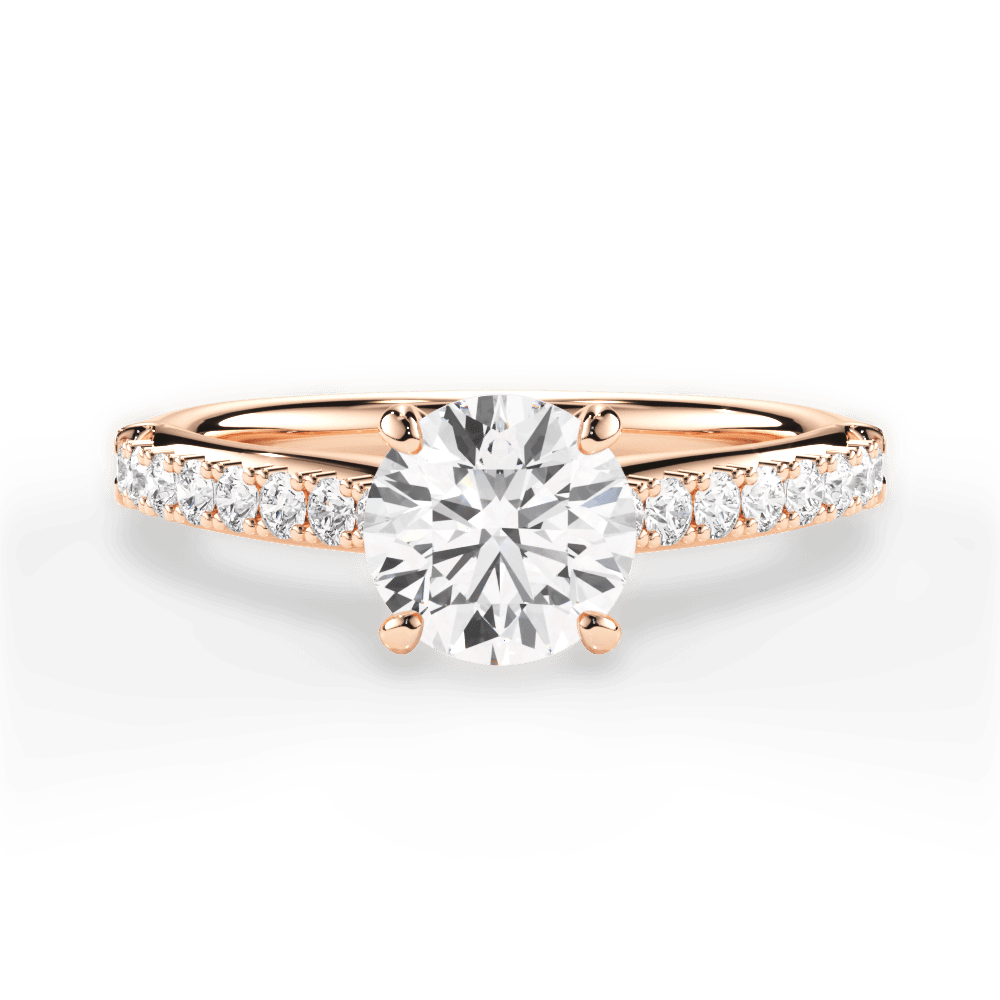 Elizabeth Round Cut Lab Grown Diamond 18Kt Rose Gold Engagement Ring
