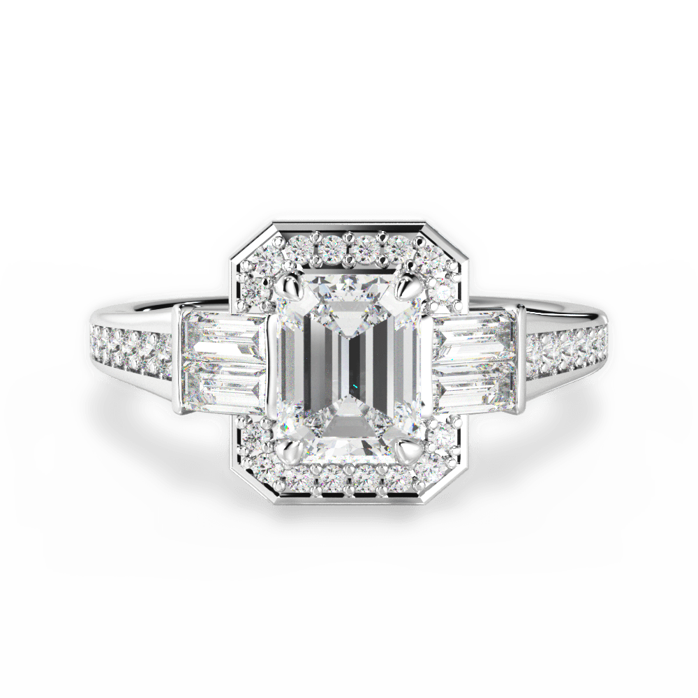 Katherine Emerald Cut Lab Grown Diamond 18Kt White Gold Engagement Ring