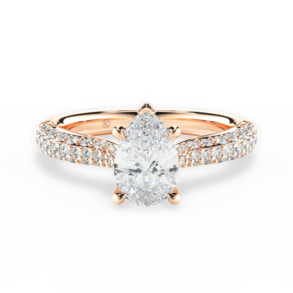 Kira Pear Cut Lab Grown Diamond 18Kt Rose Gold Engagement Ring