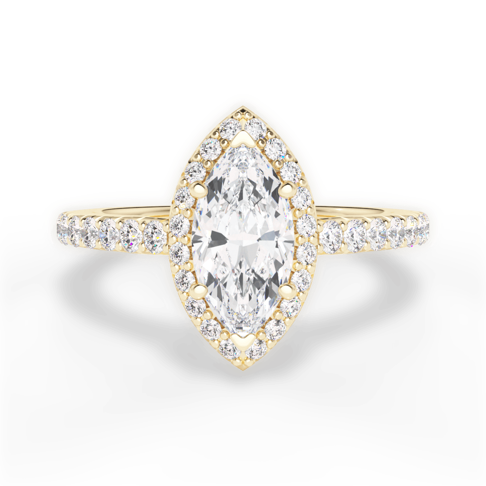 Kathleen Marquise Cut Lab Grown Diamond 18Kt Yellow Gold Engagement Ring