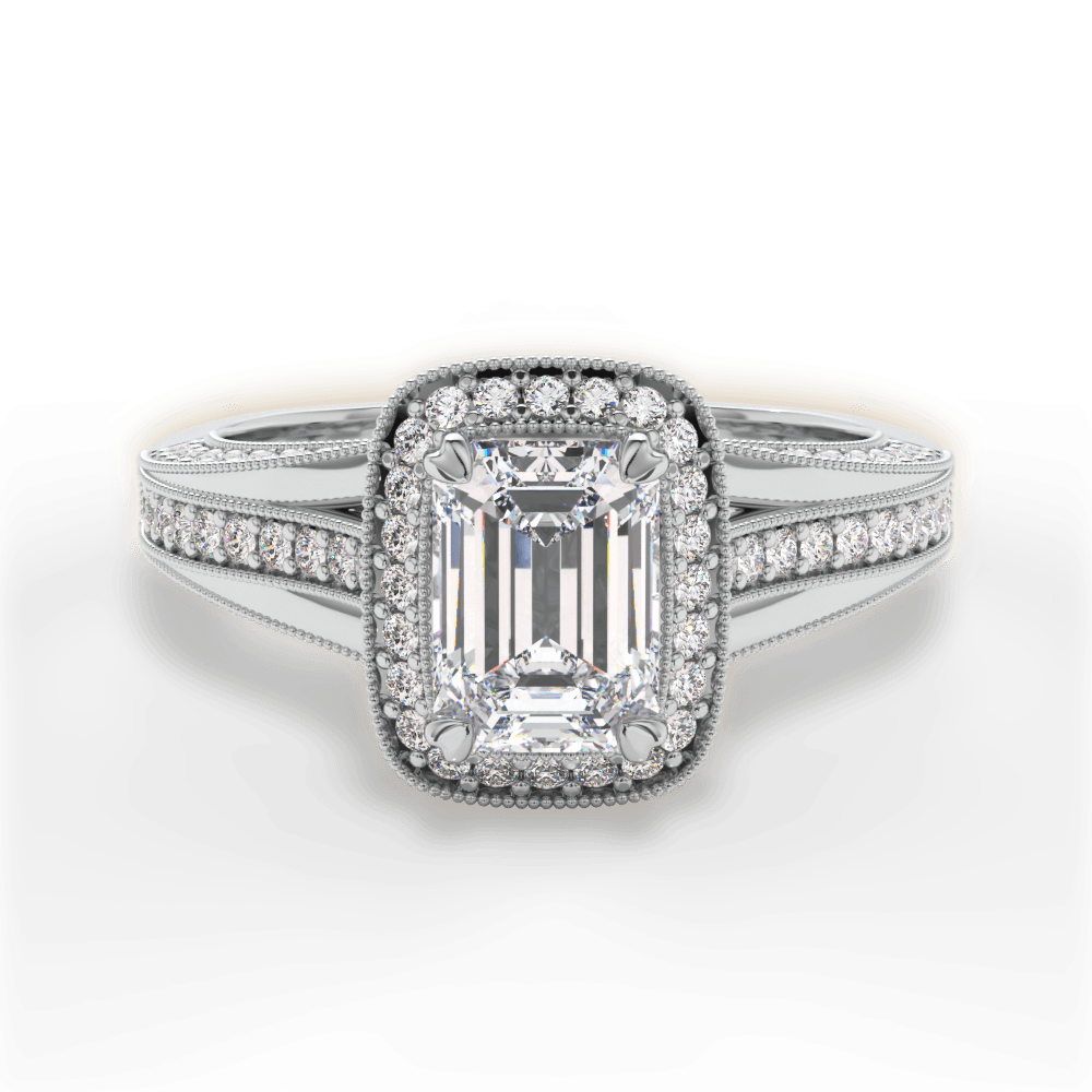 Lillian Emerald Cut Lab Grown Diamond 18Kt White Gold Engagement Ring
