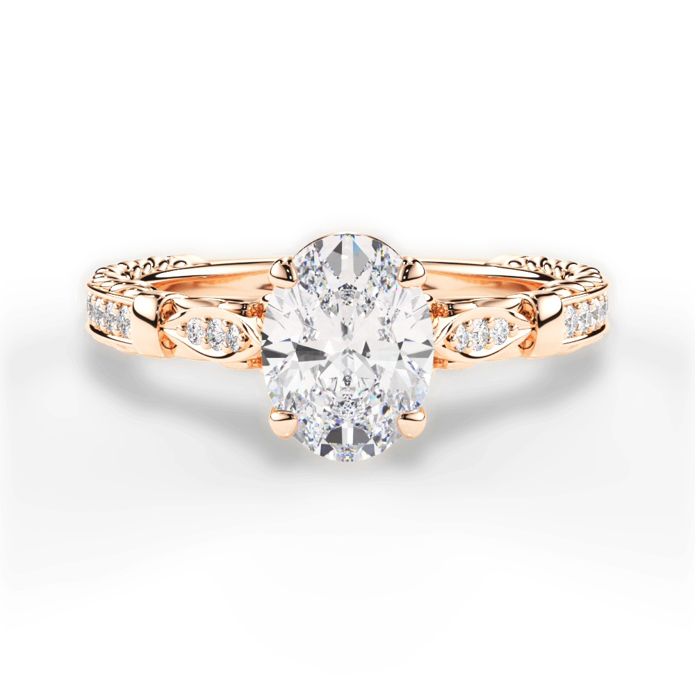 Gabriela Oval Cut Lab Grown Diamond 18Kt Rose Gold Engagement Ring